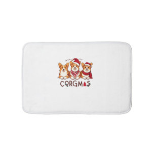 Merry Christmas Corgi Dog Santa Love Corgis Family Bath Mat