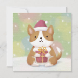 Merry Christmas: Corgi Illustration Art Invitation