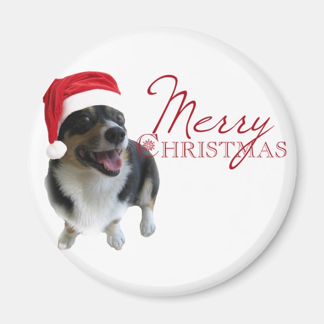Merry Christmas Corgi Santa Magnet (Front)