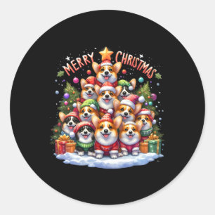 Merry Christmas Corgmas Corgi Dog Christmas Tree X Classic Round Sticker