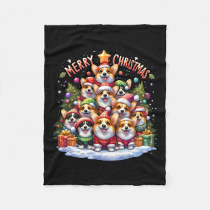 Merry Christmas Corgmas Corgi Dog Christmas Tree X Fleece Blanket