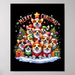 Merry Christmas Corgmas Corgi Dog Christmas Tree X Poster