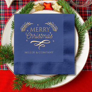 Merry Christmas Corporate Custom Name Foil Napkins