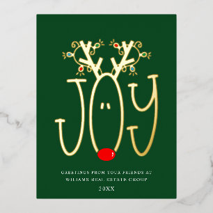 Merry Christmas Corporate Greeting Gold Foil Holiday Postcard