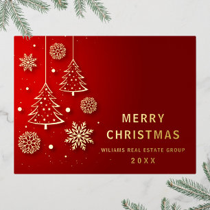 Merry Christmas Corporate Greeting Gold Foil Holiday Postcard