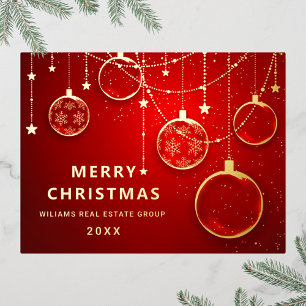 Merry Christmas Corporate Greeting Gold Foil Holiday Postcard