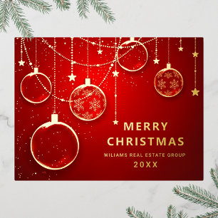 Merry Christmas Corporate Greeting Gold Foil Holiday Postcard