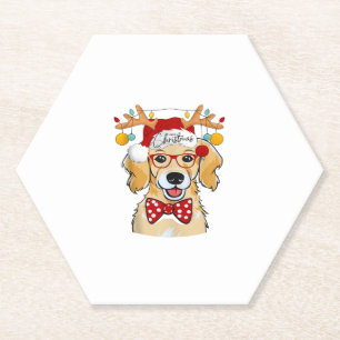 Merry Christmas Costume Reindeer Cute Santa Beagle Paper Coaster