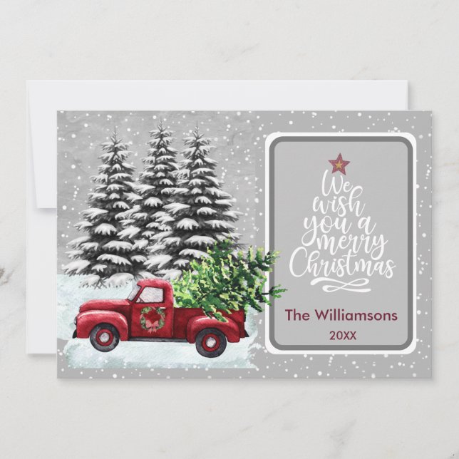 Merry Christmas Cosy Red Truck Christmas Card (Front)