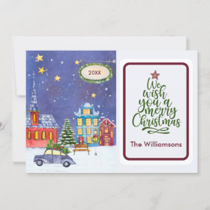 Merry Christmas Cosy Village Scene Christmas Card