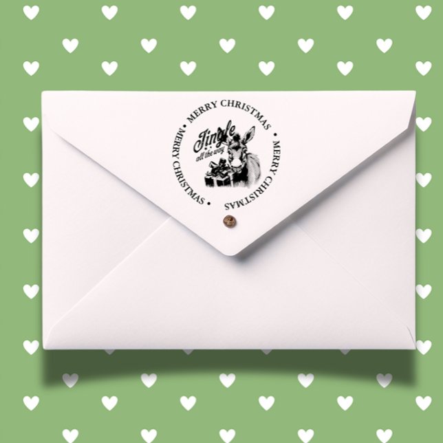 Merry Christmas Country Donkey theme Self-inking Stamp (Celebrate the season with a Merry Christmas Country Donkey self-inking stamp)