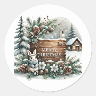 Merry Christmas Country home Classic Round Sticker