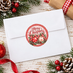 Merry Christmas Country Ornaments Classic Round Sticker