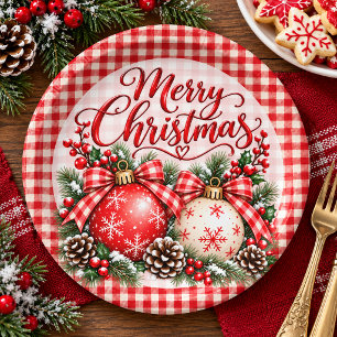 Merry Christmas Country Ornaments Paper Plate