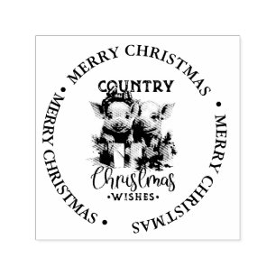 Merry Christmas Country Piggy theme Self-inking Stamp