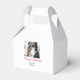 Merry Christmas couple photo add name happy holida Favour Box