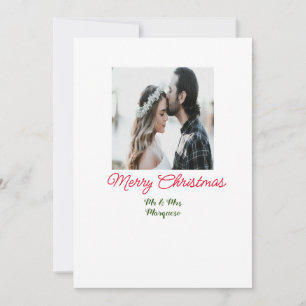 Merry Christmas couple photo add name happy holida Holiday Card