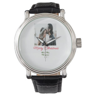 Merry Christmas couple photo add name happy holida Watch