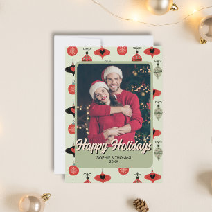 Merry Christmas Couple Photo Green Holiday Card