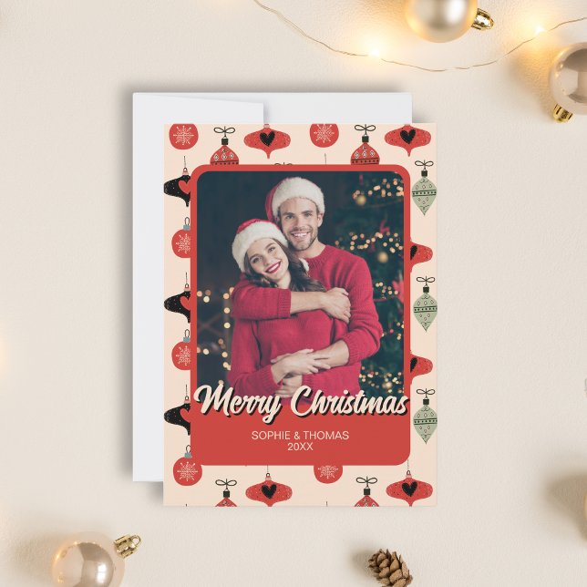 Merry Christmas Couple Photo Red Holiday Card (Merry Christmas Couple Photo Red Holiday Card)
