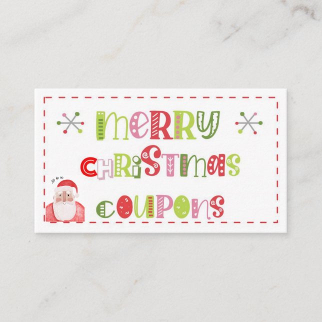 Merry Christmas Coupons Business Card (Front)