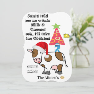 Merry Christmas Cow Cookies Flat Greeting Card