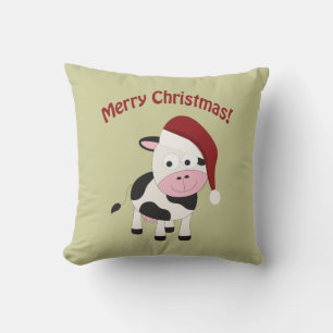 Merry Christmas Cow Cushion
