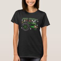 Merry Christmas Cow Farm Animals Green Tractor Far