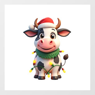 Merry Christmas Cow Santa Christmas Lights Cow Xma