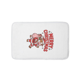 Merry Christmas Cow Santa Vintage Shirt Design_1 Bath Mat