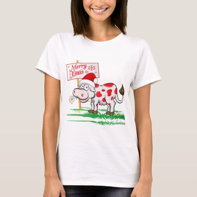 Merry Christmas Cow T-Shirt (Front)
