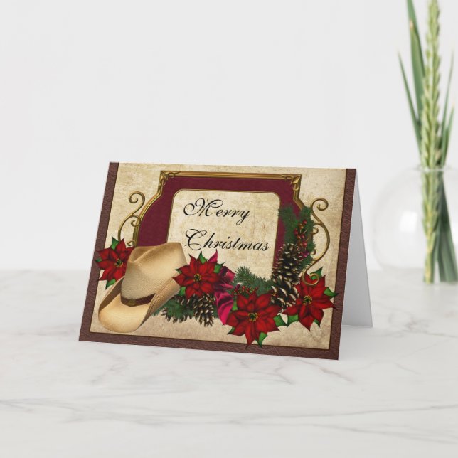Merry Christmas Cowboy (cowgirl) greeting Holiday Card (Front)