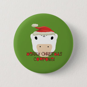 Merry Christmas CowPoke 6 Cm Round Badge