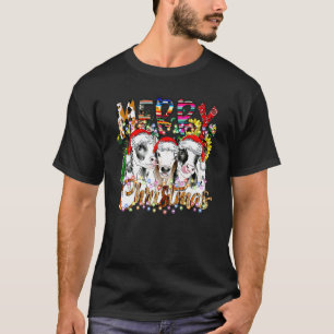 Merry Christmas Cows Animal Farm Floral Xmas T-Shirt