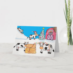 Merry Christmas Cows Holiday Card