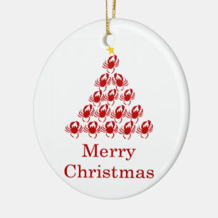Merry Christmas Crab Ceramic Tree Decoration
