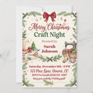 Merry Christmas Craft Night Invitation