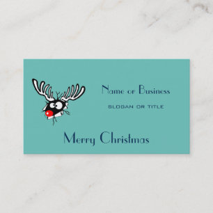 Merry Christmas! Crazy Red Nosed Reindeer Business Card