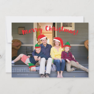 Merry Christmas Crew with Moveable Hats Photo Holiday Card