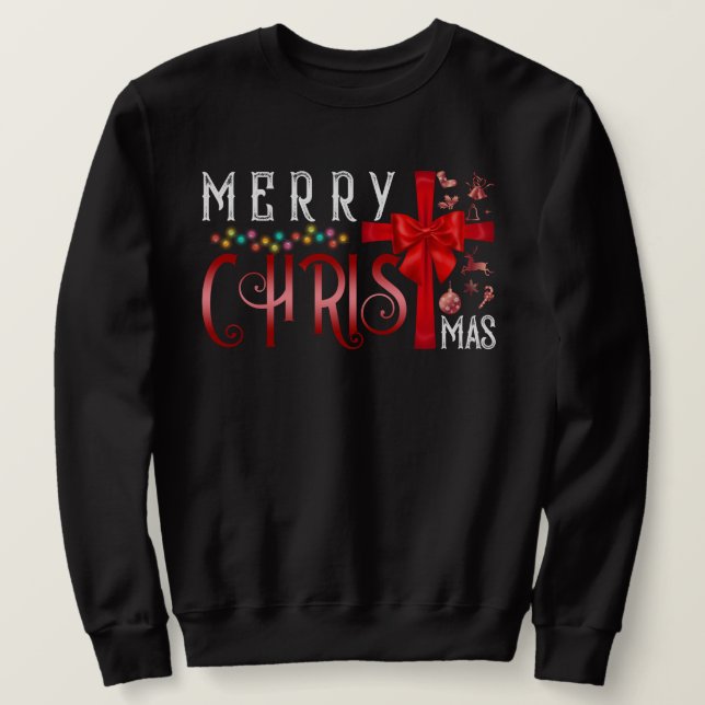 Merry Christmas Cross Christian Religious Sweatshirt (Design Front)