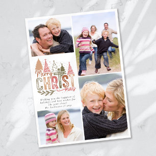 Merry Christmas Cross Photo Collage Holiday Card