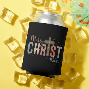 Merry Christmas Cross Religious Christian Family  Can Cooler
