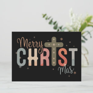 Merry Christmas Cross Religious Christian Family Holiday Card