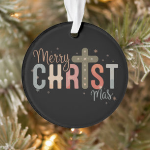 Merry Christmas Cross Religious Christian Family Ornament