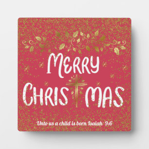 Merry Christmas Cross Scripture Plaque