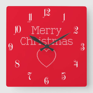 Merry Christmas cross stitch sign Square Wall Clock