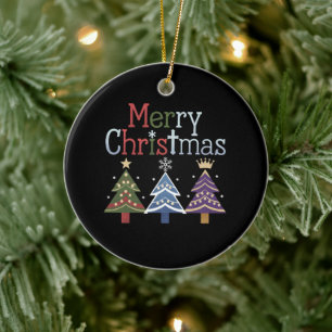 Merry Christmas Cross Xmas Tree Retro Ceramic Tree Decoration