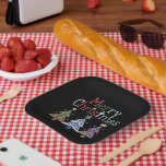 Merry Christmas Cross Xmas Tree Retro Paper Plate<br><div class="desc">Merry Christmas Cross Xmas Tree Retro</div>