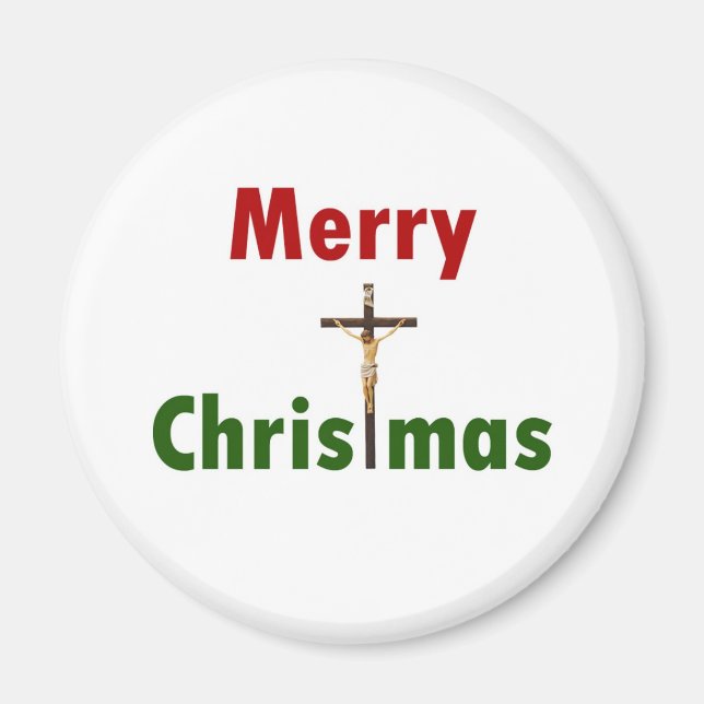 Merry Christmas Crucifix Magnet (Front)