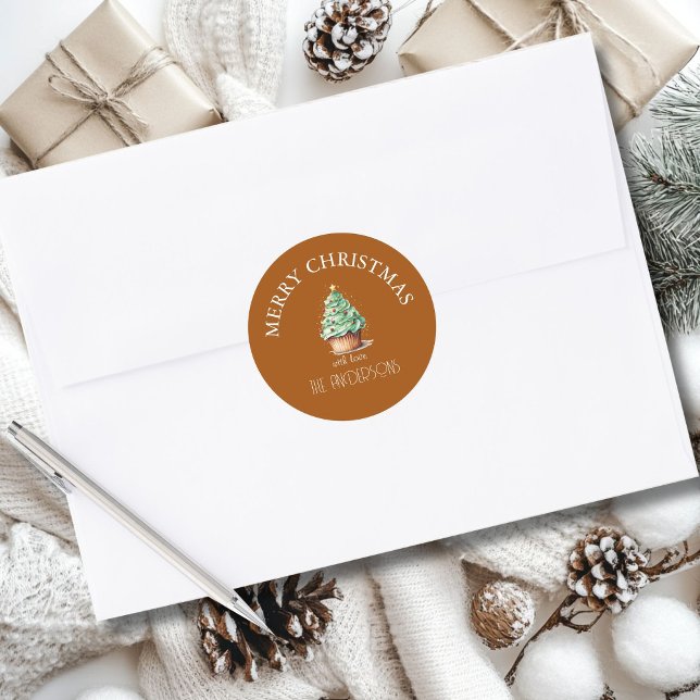 Merry Christmas! Cupcake-Christmas-Tree Classic Round Sticker (Creator Uploaded)